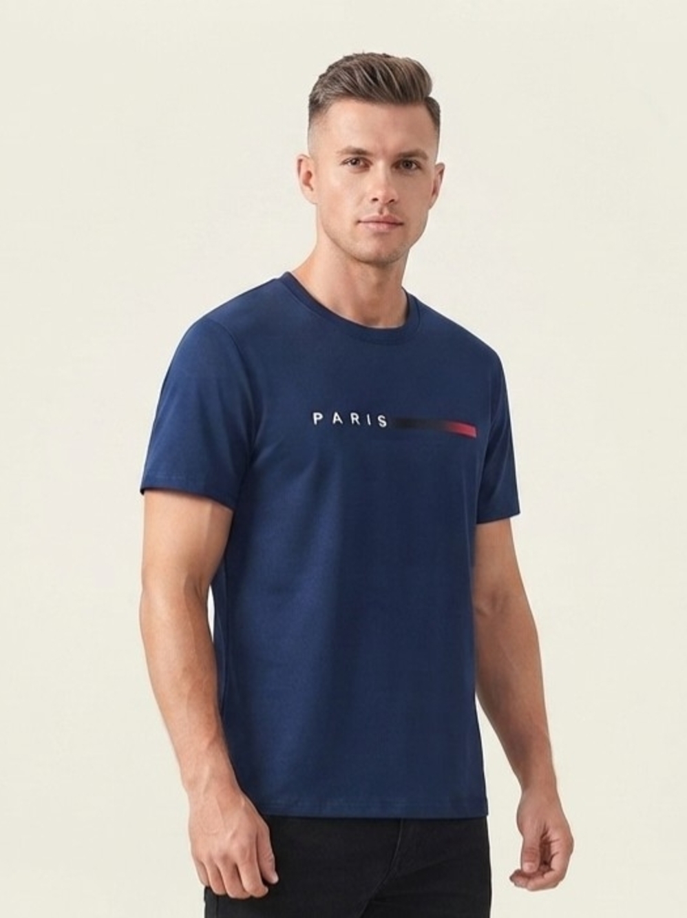 Men's Navy 'Paris' Graphic Crewneck T-Shirt
